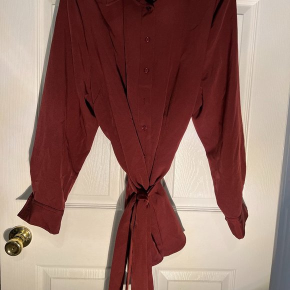 Lane Bryant Long Sleeve Tie Waist Tunic | Size 20 | Burgundy - Picture 4 of 7